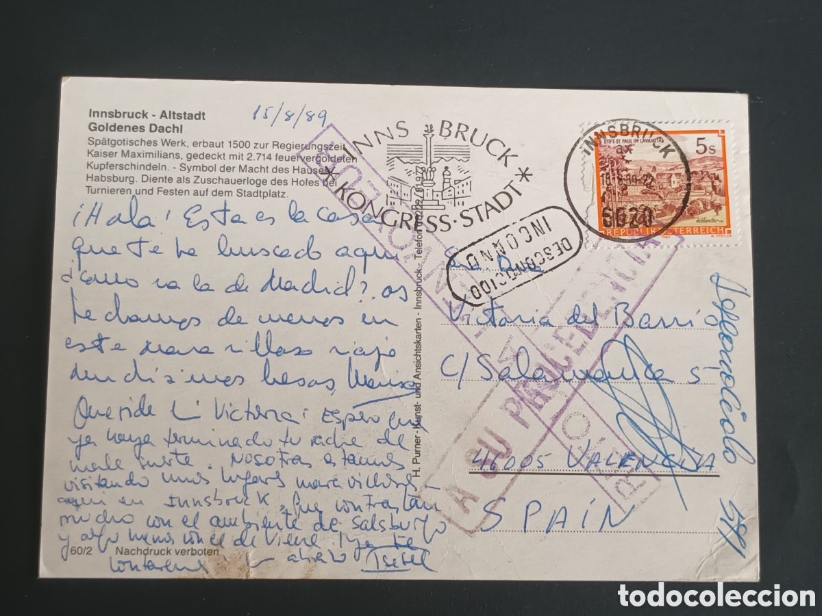 Sellos: AUSTRIA. POSTAL FRANQUEADA Y DEVUELTA A SU PROCEDENCIA. - Foto 1