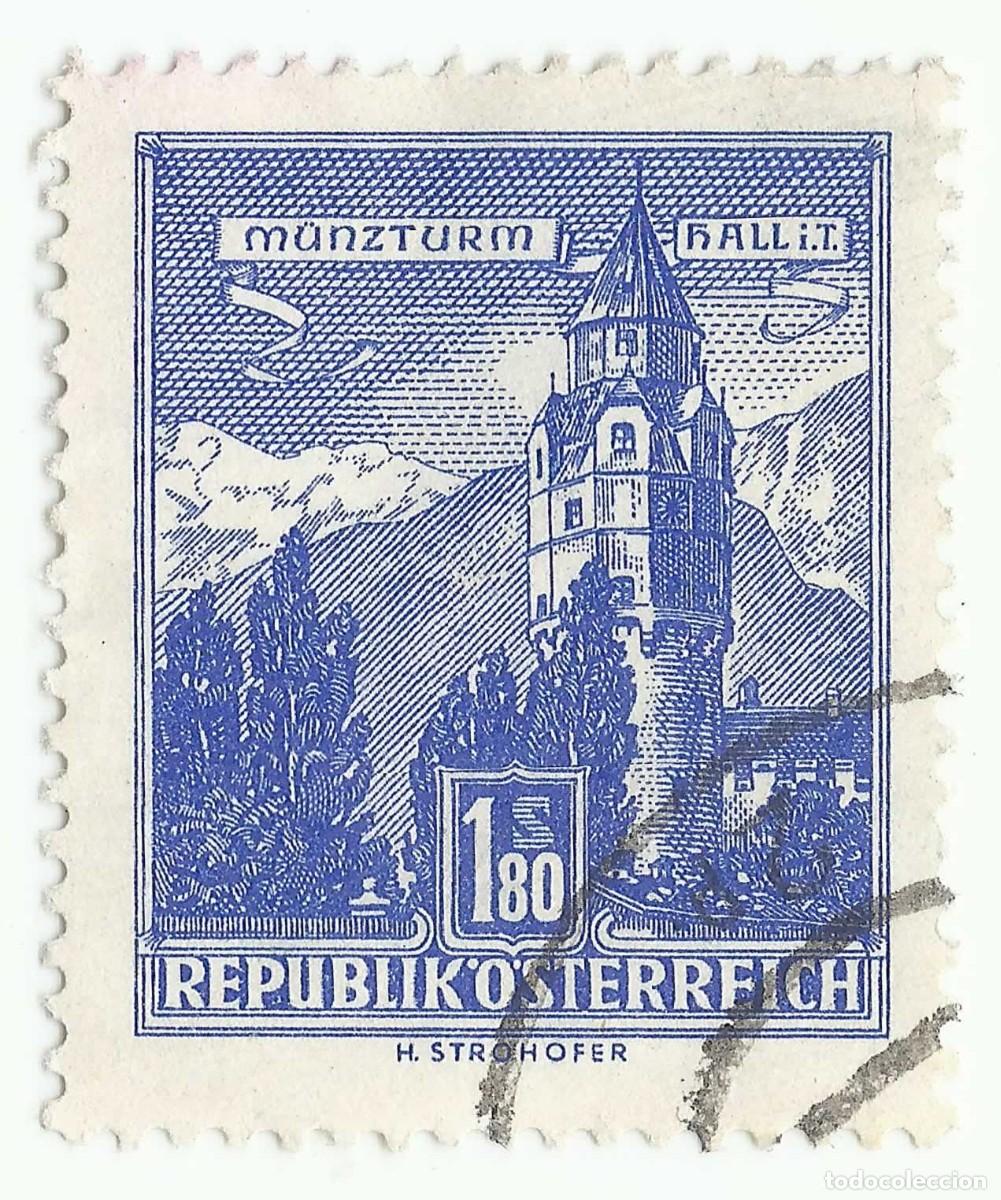 Sellos: ❤️ Sello: Austria, Edificios, Torres, Valor Facial 1,80 Chel&iacute;n ❤️ - Foto 1