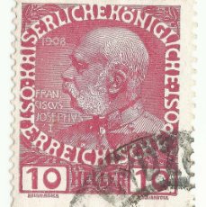 Sellos: ❤️ SELLO: EMPERADOR FRANZ JOSEPH (1848-1916), 1908, AUSTRIA, REALEZA, 10 HELLER AUSTRO-HÚNGARO ❤️