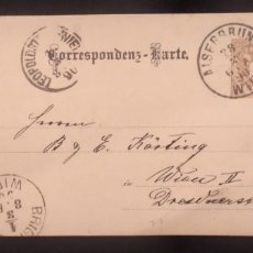 Sellos: O) 1890 AUSTRIA, COAT OF ARMS - HERALDICA, LEOPOLDO WIEN, CIRCULATED POSTAL STATIONERY