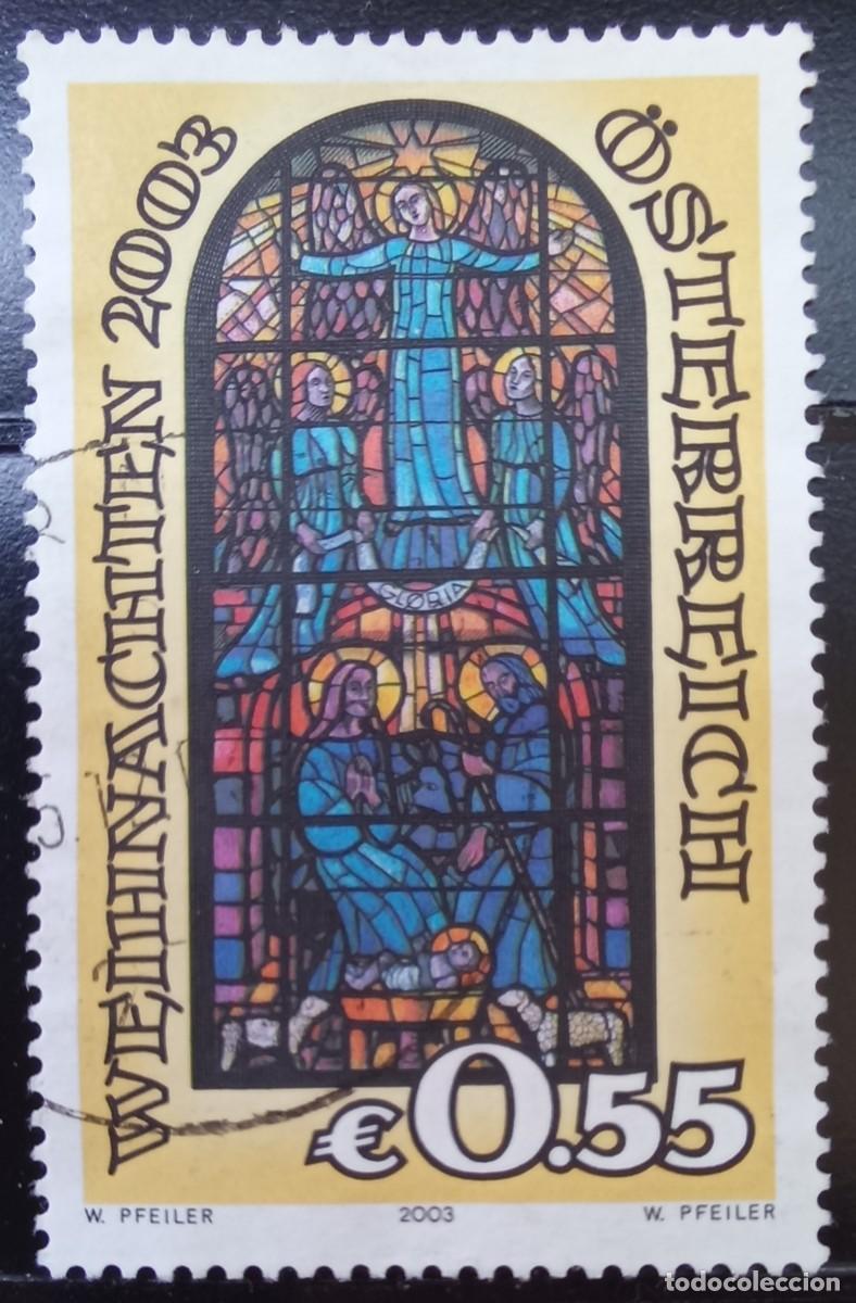 Sellos: Austria 2003. Navidad. Vidriera. Usado - Foto 1