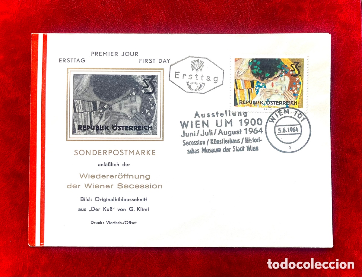 Sellos: Curioso Sobre Postal &ldquo;El Beso&rdquo; de Klimt - Foto 1