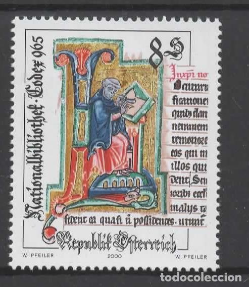 Sellos: AUSTRIA 2000 CODICE BIBLIOTECA NACIONAL LIBRARY BOOK RELIGION - Foto 1