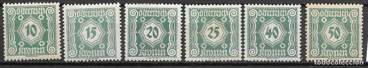 Sellos: AUSTRIA 1922- -- *SEIS VALORES-NUMEROS - Foto 1
