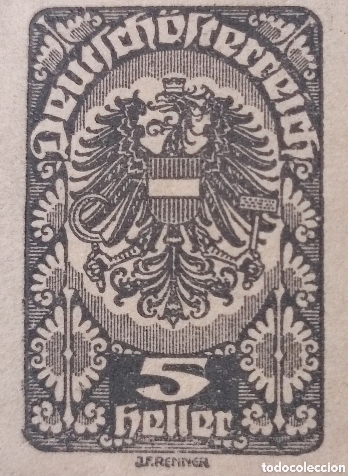 Sellos: Austria. 1919. Bloque de 4 sellos de 5 heller - Foto 3