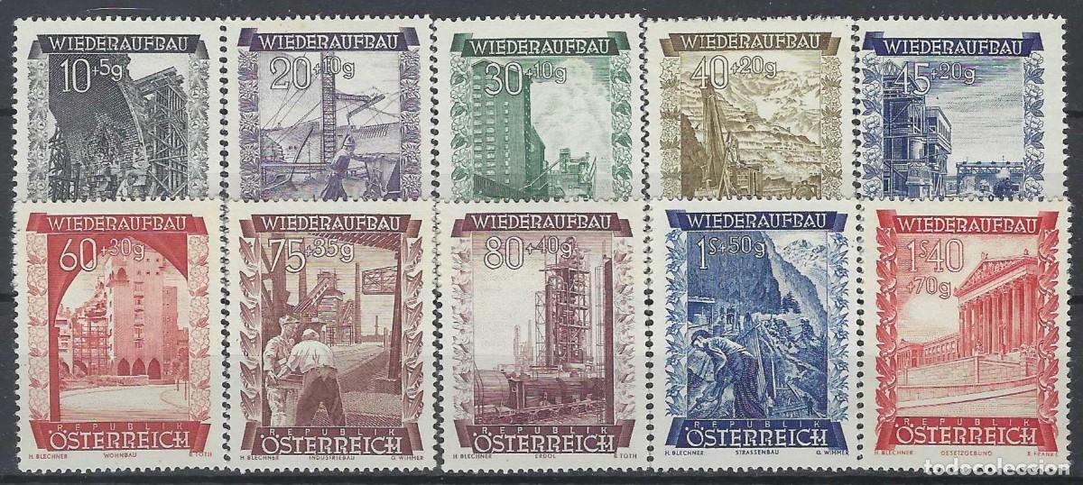 Sellos: AUSTRIA 1948 - RECONSTRUCCI&Oacute;N, S.COMPLETA - MH* - Foto 1