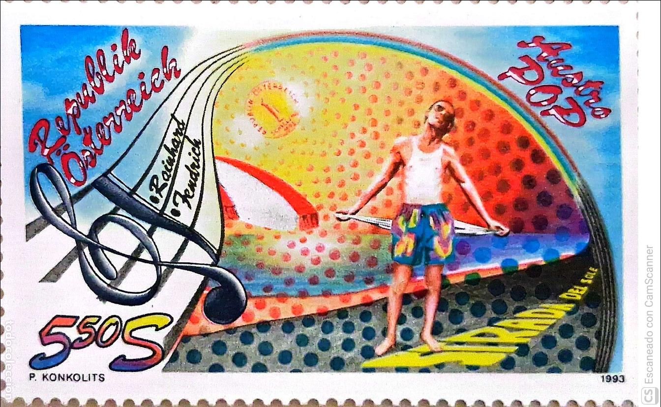 Sellos: Austria. 1921 Autropop: Homenaje al cantor Rainhard Fendrich: Ilustraci&oacute;n de la canci&oacute;n - Strada del