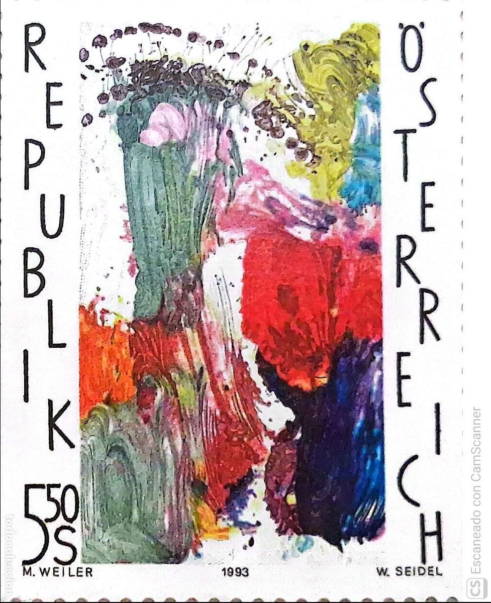 Sellos: Austria. 1938 Arte moderno: Obra de Max Weiler: Pascua. 1993. Sellos nuevos y numeraci&oacute;n Yvert.
