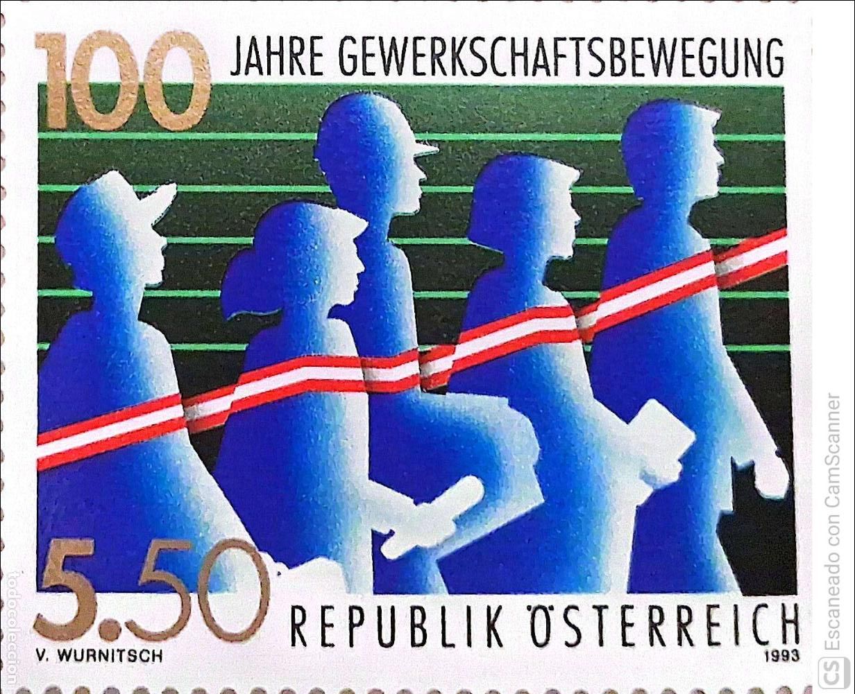 Sellos: Austria. 1942 Centenario del Movimiento sindicalista austriaco. 1993. Sellos nuevos y numeraci&oacute;n Yve