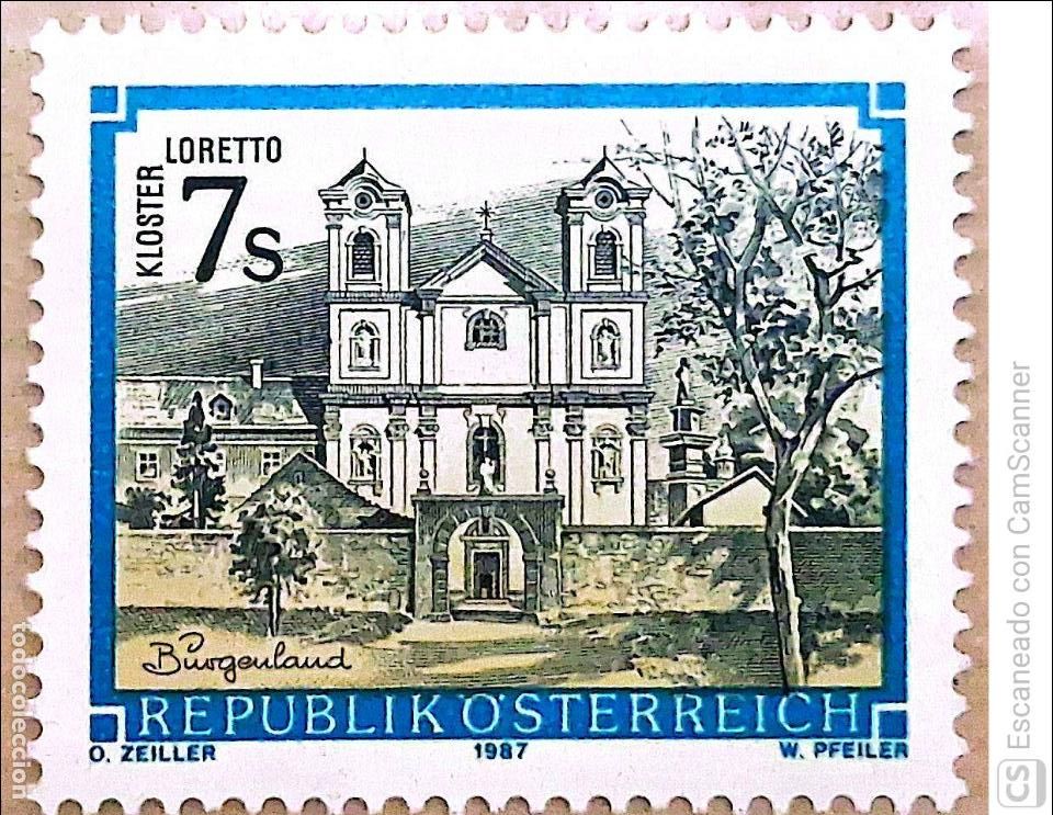 Sellos: Austria. 1723 Abad&iacute;as y Monasterios: Monasterio de Loretto. 1987. Sellos nuevos y numeraci&oacute;n Yvert.