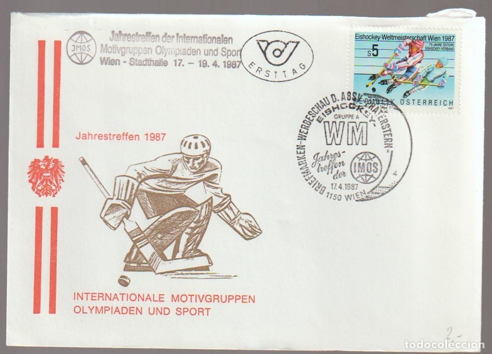 Sellos: Austria 1987 - Ice hockey FDC - Foto 1