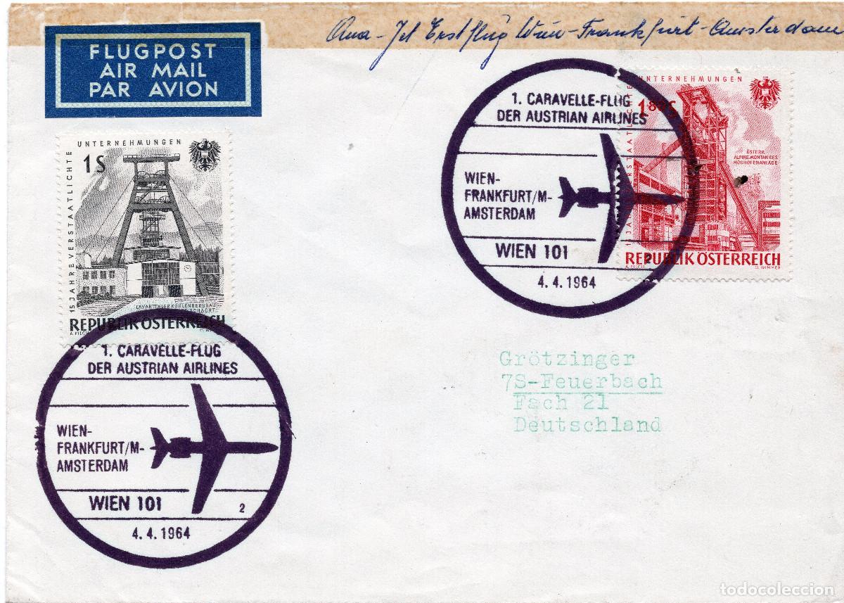 Sellos: AUSTRIA 1961 CARTA MICHEL AT 1092+1094+1102y+1112y BACK