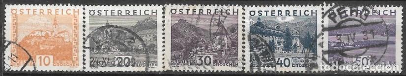 Sellos: AUSTRIA-SELLOS A&Ntilde;OS 1929 PAISAJES-USADOS-DENTADO 12&frac12;