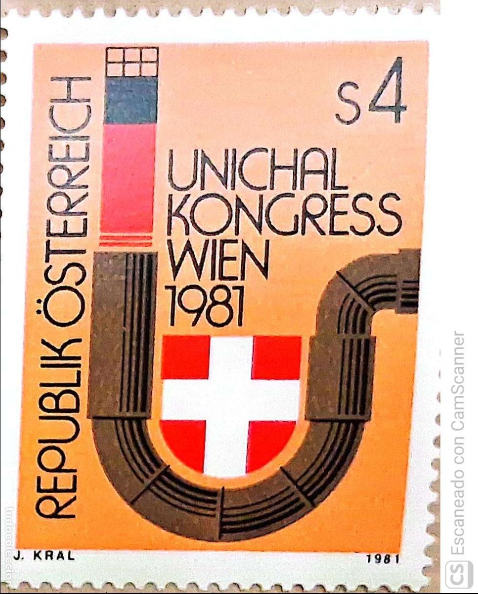 Sellos: Austria. 1498 Congreso de la Uni&oacute;n internacional de distribuidores de calor. 1981. Sellos nuevos y