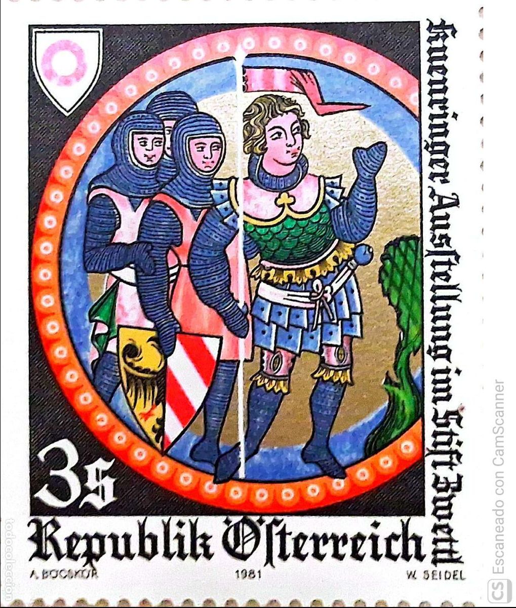 Sellos: Austria. 1499 La disnat&iacute;a de los Kuenring, motivo de un manuscrito. 1981. Sellos nuevos y numeraci&oacute;