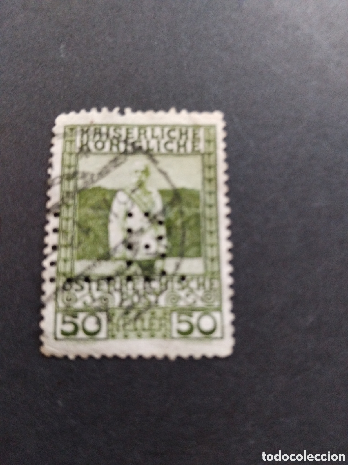 Sellos: Austria. 1908. Perfin.L B. LX Aniversario del reinado de Francisco Jos&eacute; I