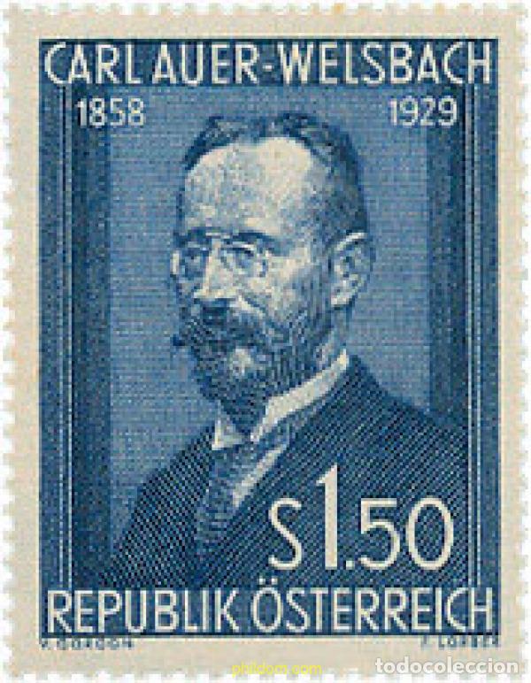 Sellos: 119579 MNH AUSTRIA 1954 25 ANIVERSARIO DE LA MUERTE DE CARL AUER VON WELSBACH