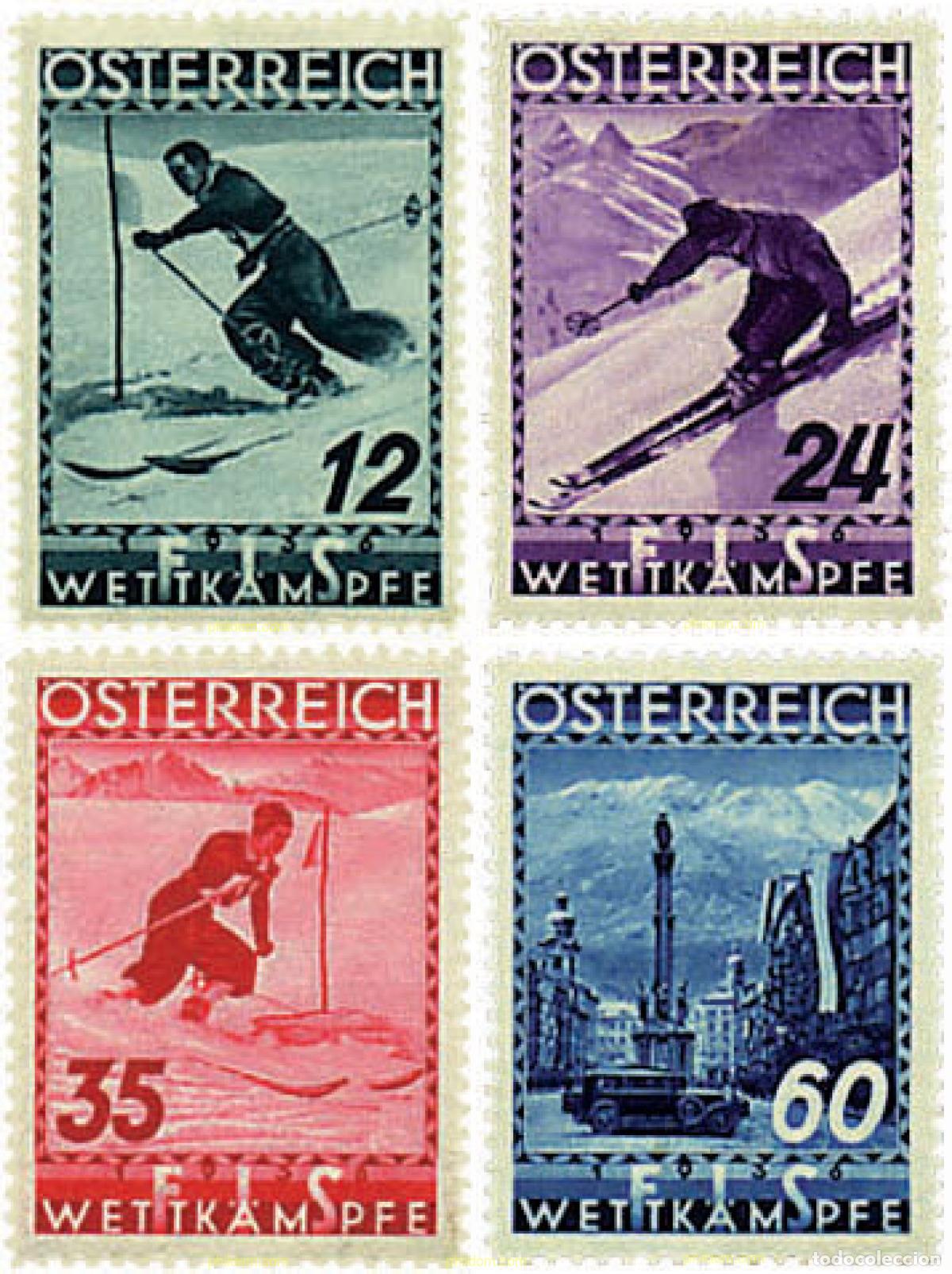 Sellos: 285163 HINGED AUSTRIA 1936 CAMPEONATOS DEL MUNDO DE ESQUI EN INNSBRUCK