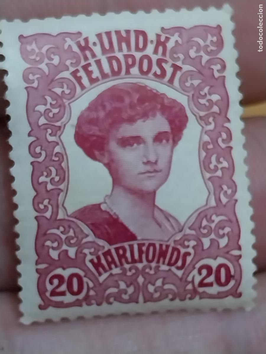 Sellos: AUSTRIA KARLFONDS 15 KR K UND K FELDPOST SELLO ORIGINAL