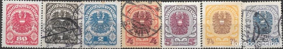 Sellos: AUSTRIA-SELLOS A&Ntilde;OS 1920/1921-ESCUDO NACIONAL-PAPEL GRUESO-USADOS Y NUEVOS-DENTADO 12&frac12;