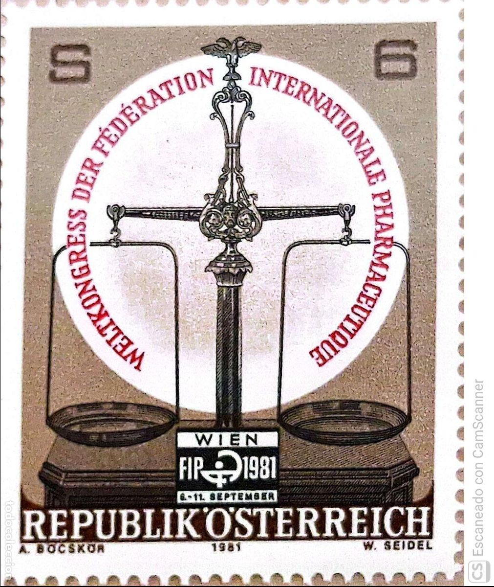 Sellos: Austria. 1507 Federaci&oacute;n Internacional Farmac&eacute;utica 1981. Sellos nuevos y numeraci&oacute;n Yvert