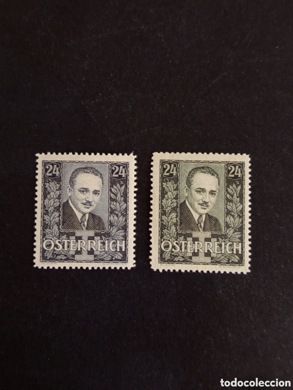 Sellos: Austria, 1934-5. Canciller E. Dolfuss. Yvert 459/60. Pedido m&iacute;nimo 3 &euro;. Ver fotos