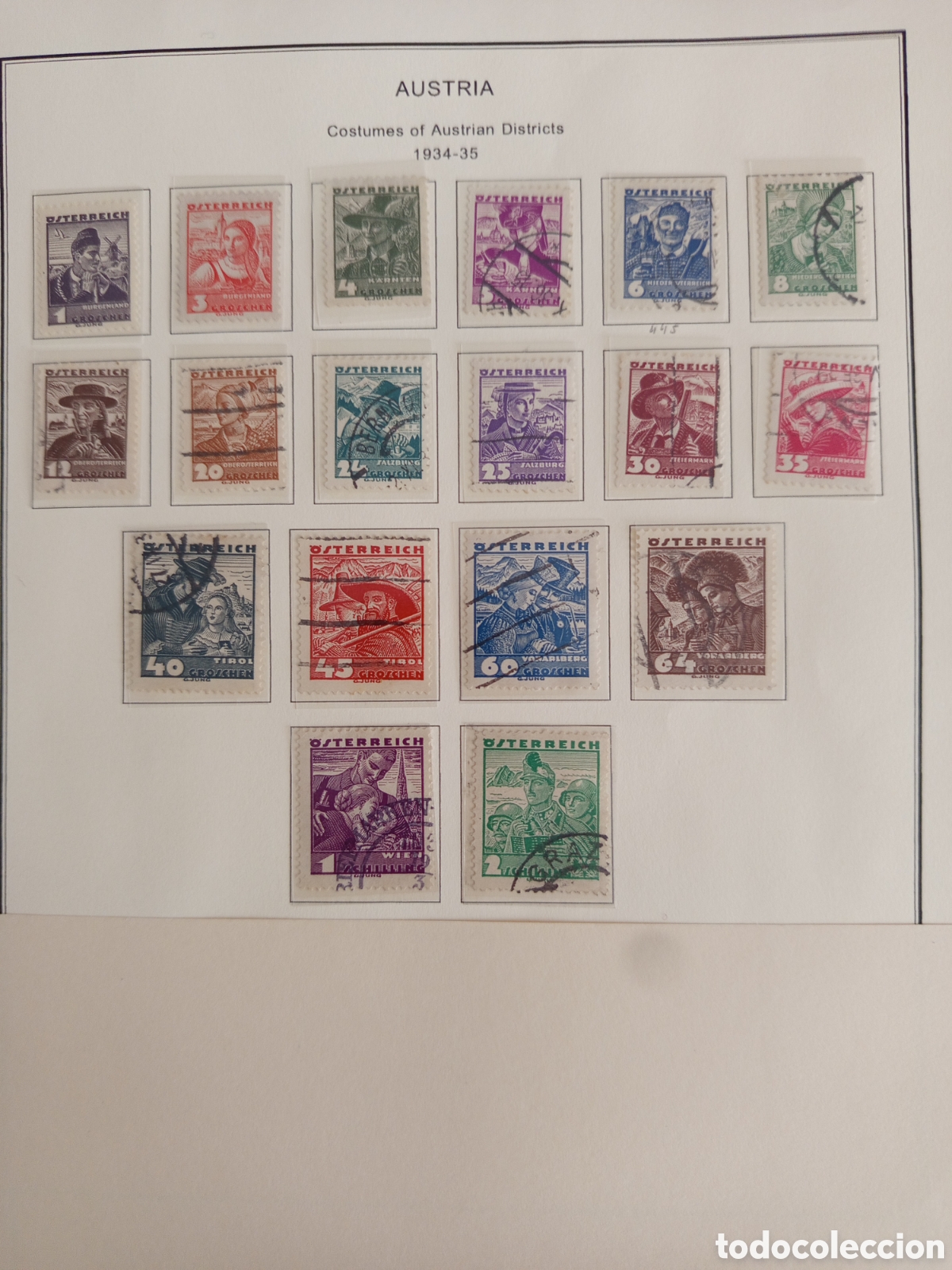 Sellos: Austria,1934/5. Trajes regionales. Yvert 441/58. Serie completa. Ver fotos. Pedido m&iacute;nimo 3 &euro;