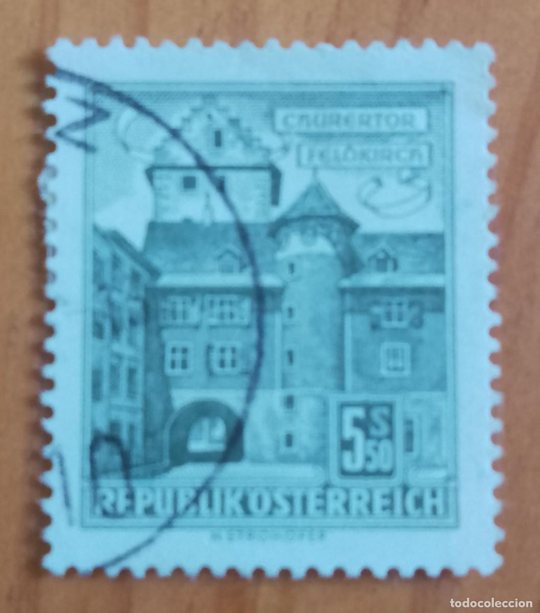 Sellos: AUSTRIA - V/F 5,50 S - PUERTA DE COIRA EN FELDKIRCH