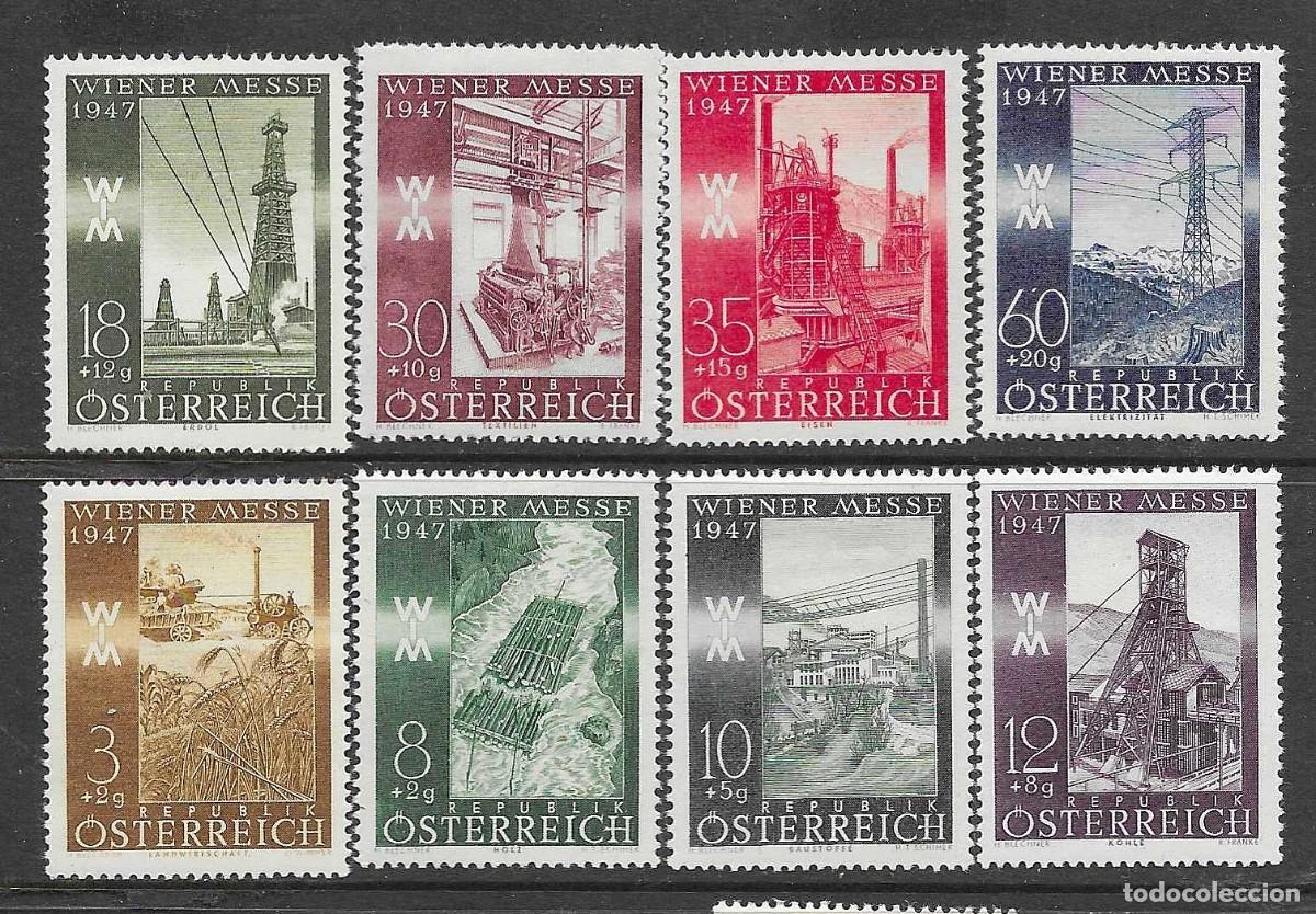Sellos: AUSTRIA- 1947 * C/SE&Ntilde;AL FIJASELLO- FERIA DE VIENA - SERIE COMPLETA)
