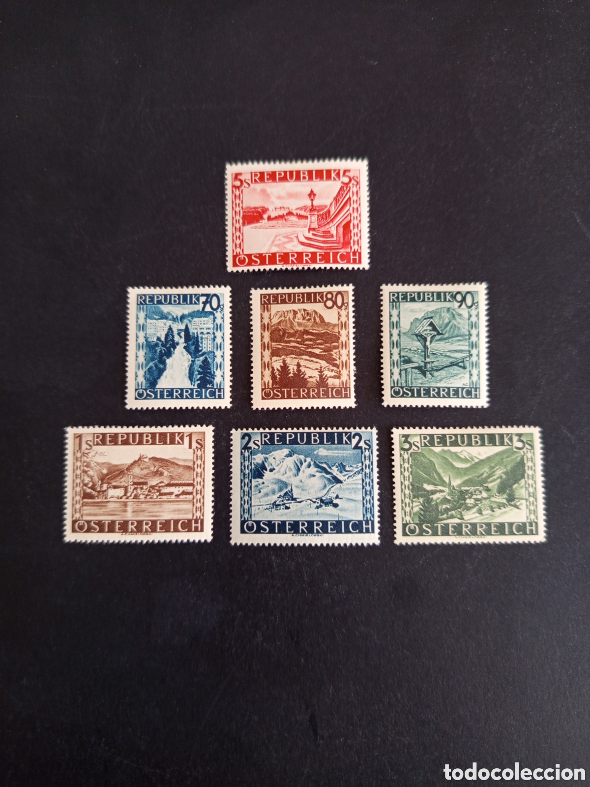Sellos: AUSTRIA, 1945/46. Paisajes. Yvert 626/32. Ver fotos. Pedido m&iacute;nimo 3 &euro;