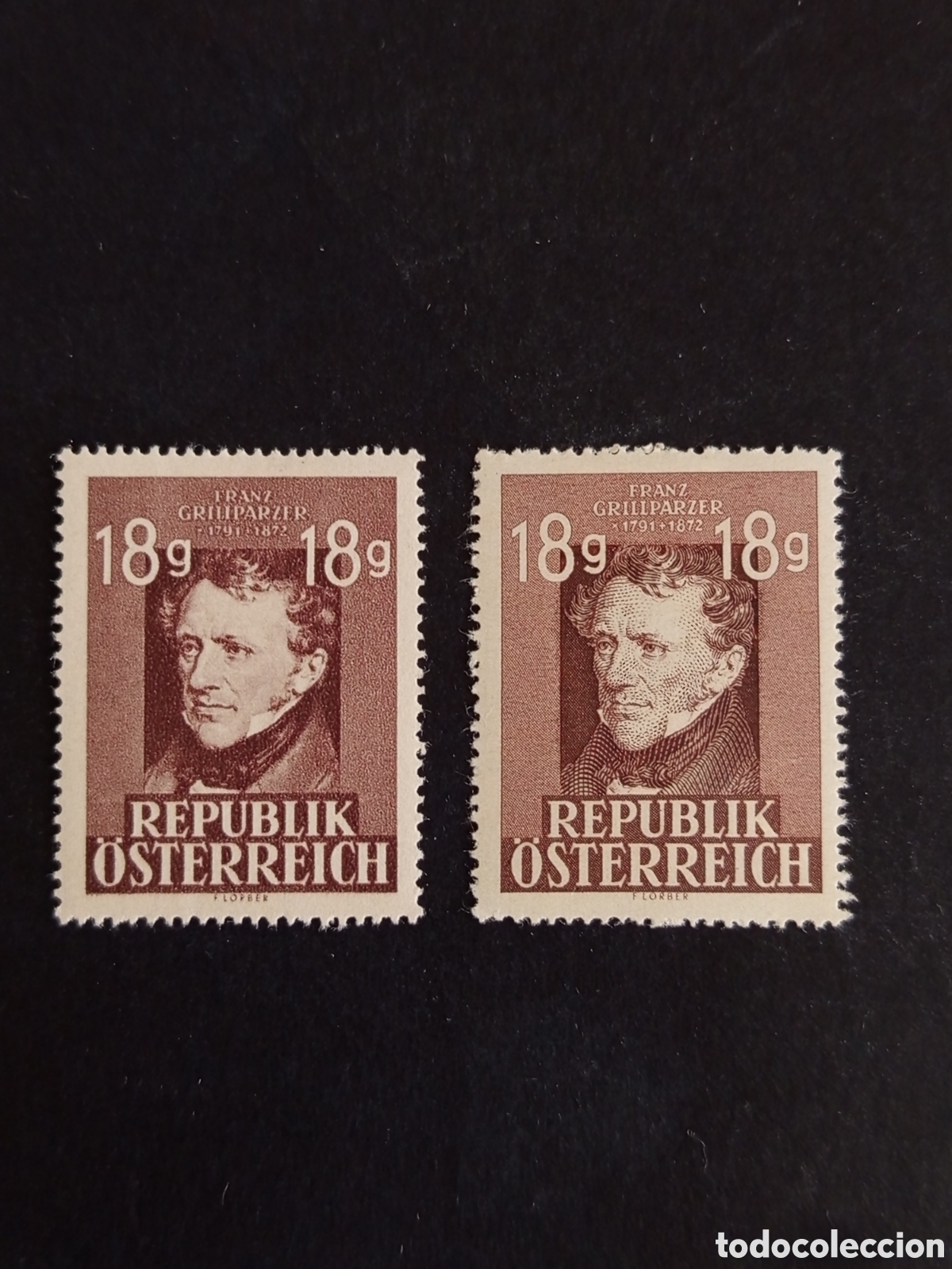 Sellos: AUSTRIA, 1947. Franz Grillparzer. Yvert 663/4. Ver fotos. Pedido m&iacute;nimo 3 &euro;