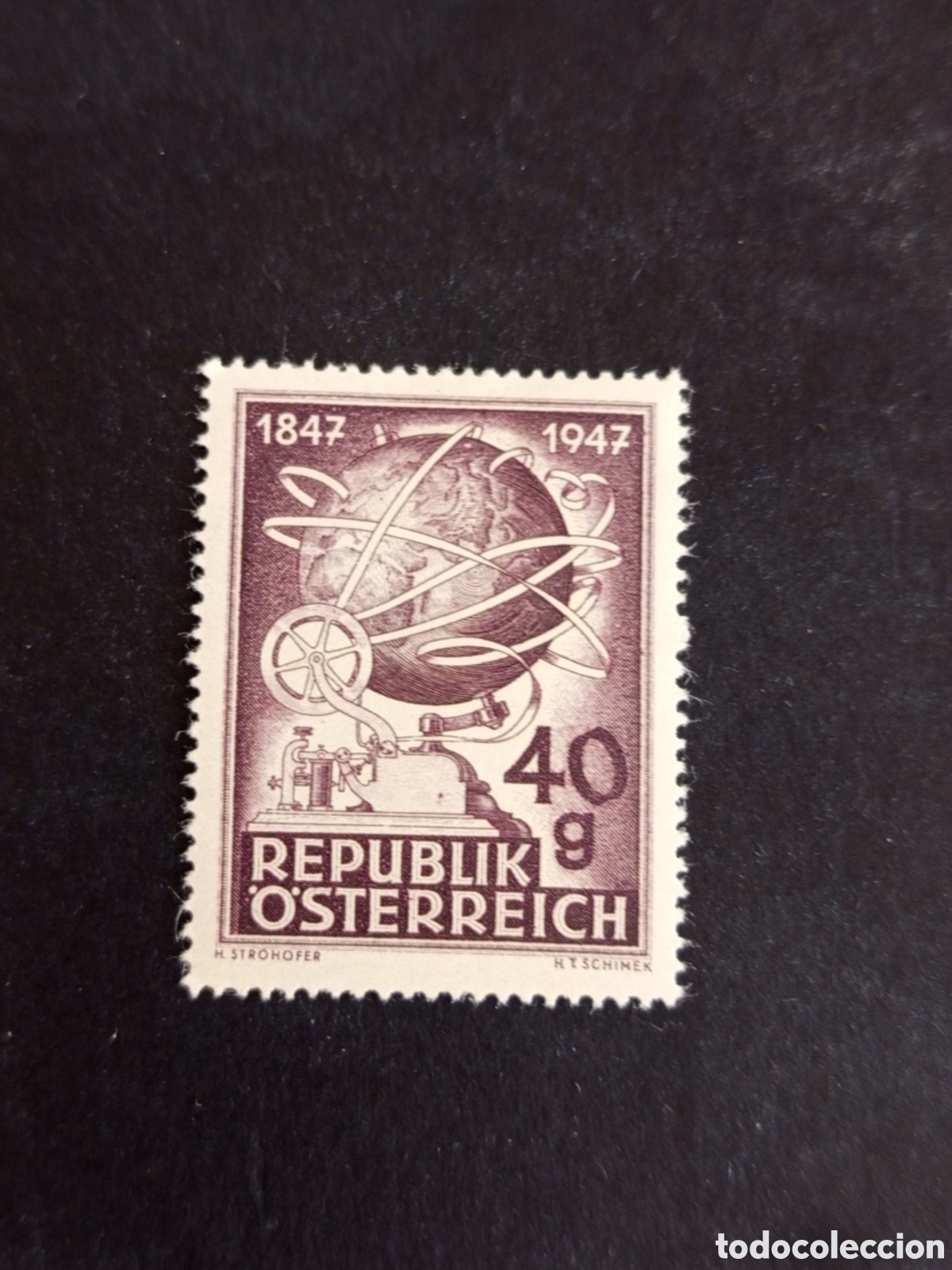 Sellos: AUSTRIA, 1947. Centenario tel&eacute;grafo en Austria. Yvert 693. Ver fotos. Pedido m&iacute;nimo 3 &euro;
