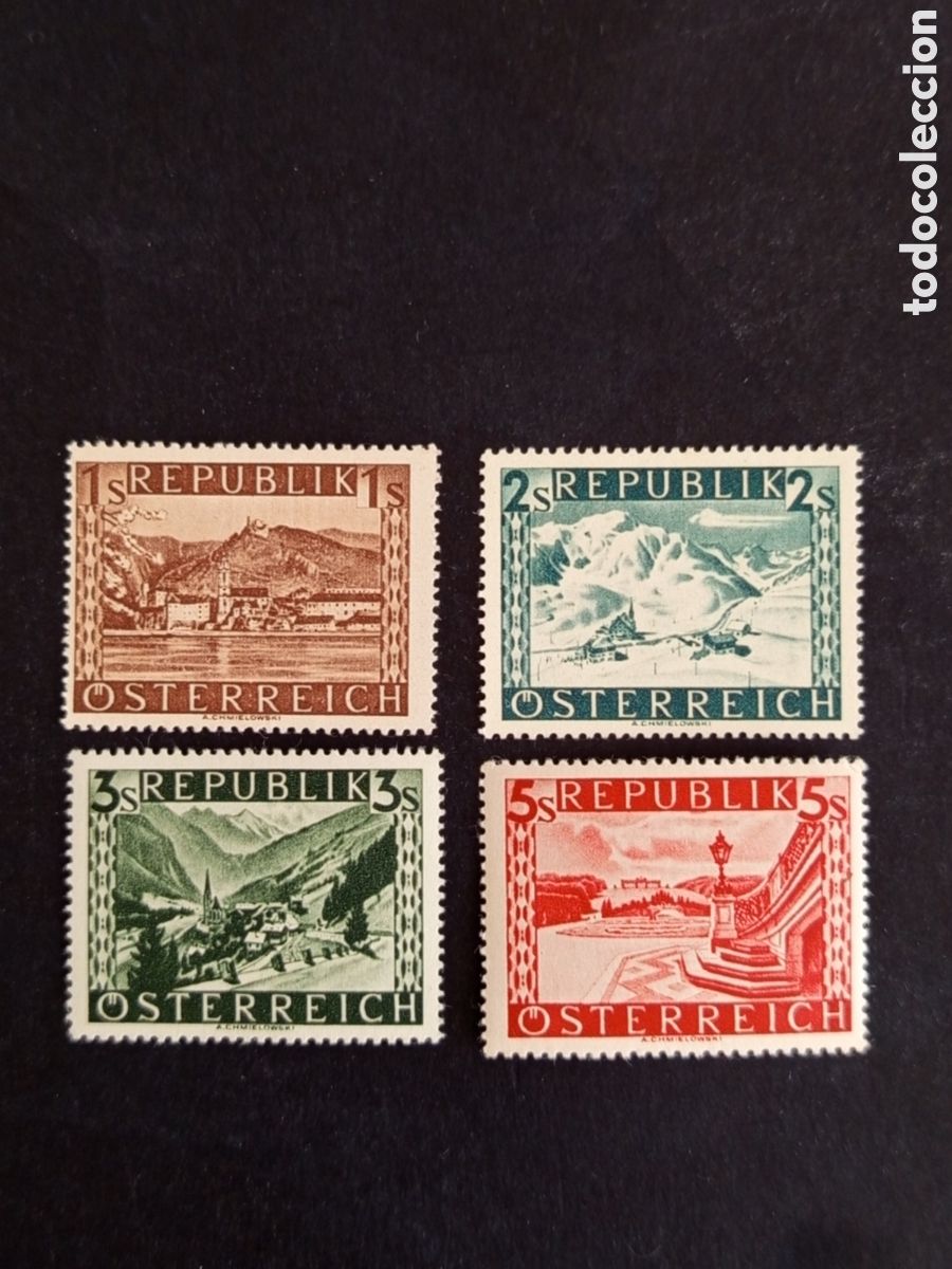 Sellos: AUSTRIA, 1946. Paisajes. Yvert 629 a/ 632 a. Ver fotos. Pedido m&iacute;nimo 3 &euro;