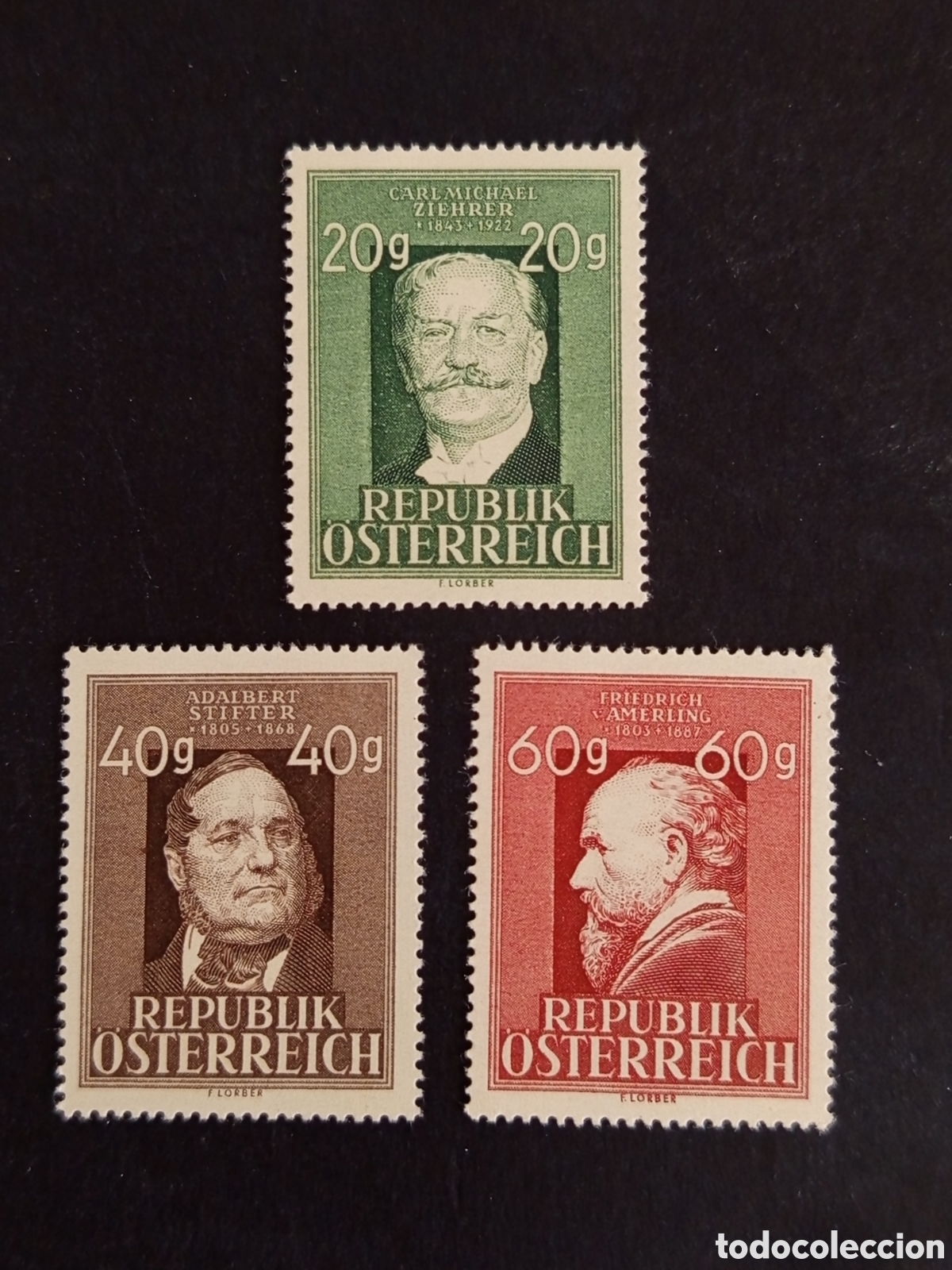 Stamps: AUSTRIA, 1948. Personajes. Yvert 694/5 y 694 A. Ver fotos. Pedido m&iacute;nimo 3 &euro;. Serie completa