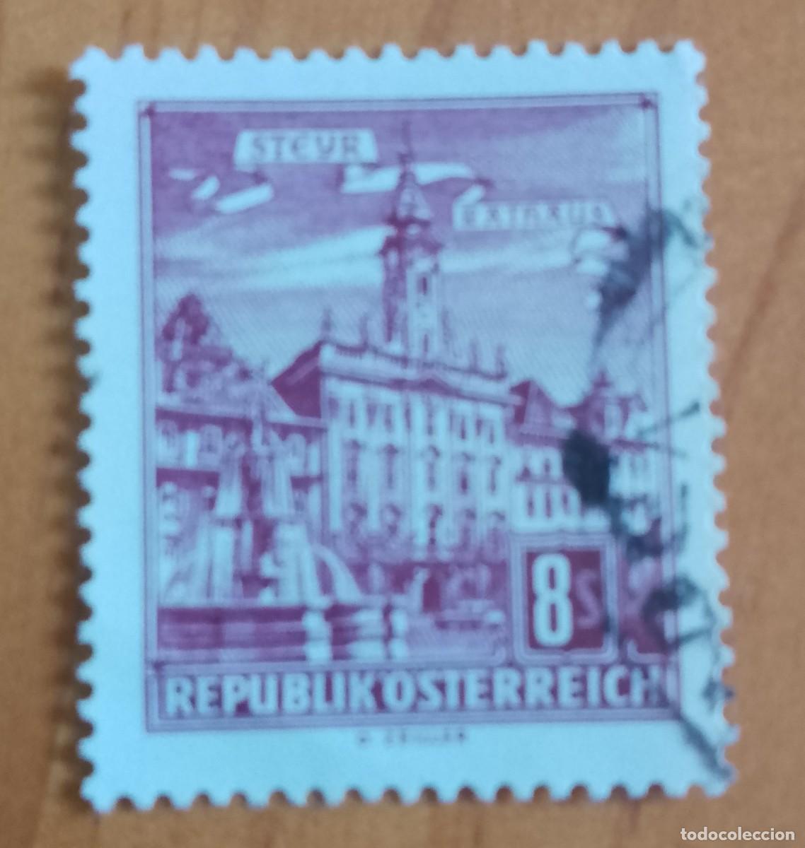 Sellos: AUSTRIA - V/F 8 S - STEYR RTHAUS - XX ANIVERSARIO DE RECONSTRUCCI&Oacute;N NACIONAL