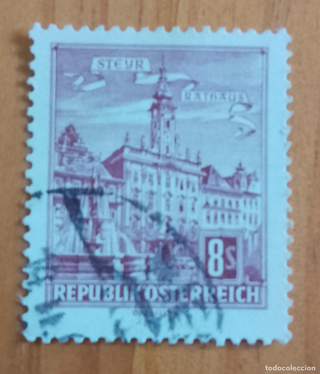 Sellos: AUSTRIA - V/F 8 S - STEYR RTHAUS - XX ANIVERSARIO DE RECONSTRUCCI&Oacute;N NACIONAL