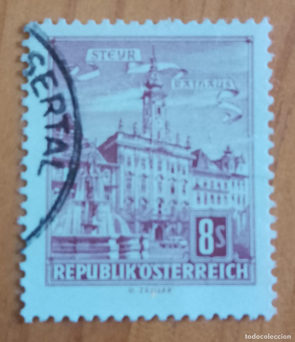 Sellos: AUSTRIA - V/F 8 S - STEYR RTHAUS - XX ANIVERSARIO DE RECONSTRUCCI&Oacute;N NACIONAL