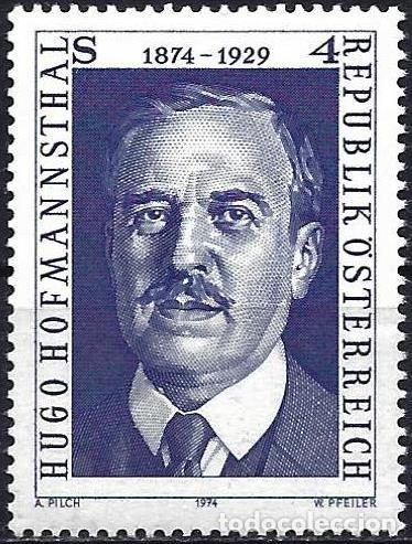 Sellos: Austria 1974 - Mi 1438 - YT 1267 - Hugo von Hofmannsthal, escritor - MNH**