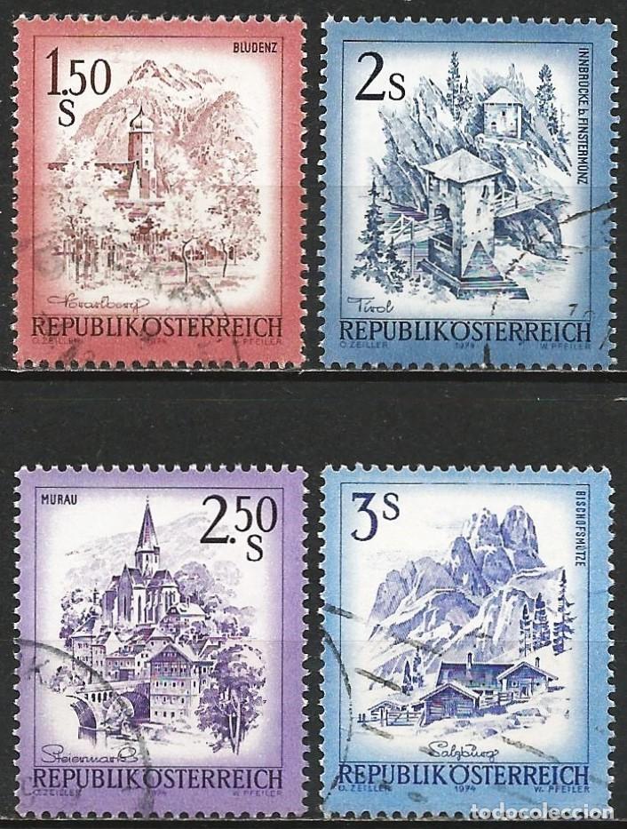 Sellos: Austria 1974 - Mi 1439 a 1442 - YT 1269 a 1272 - Paisajes ( Serie completa )