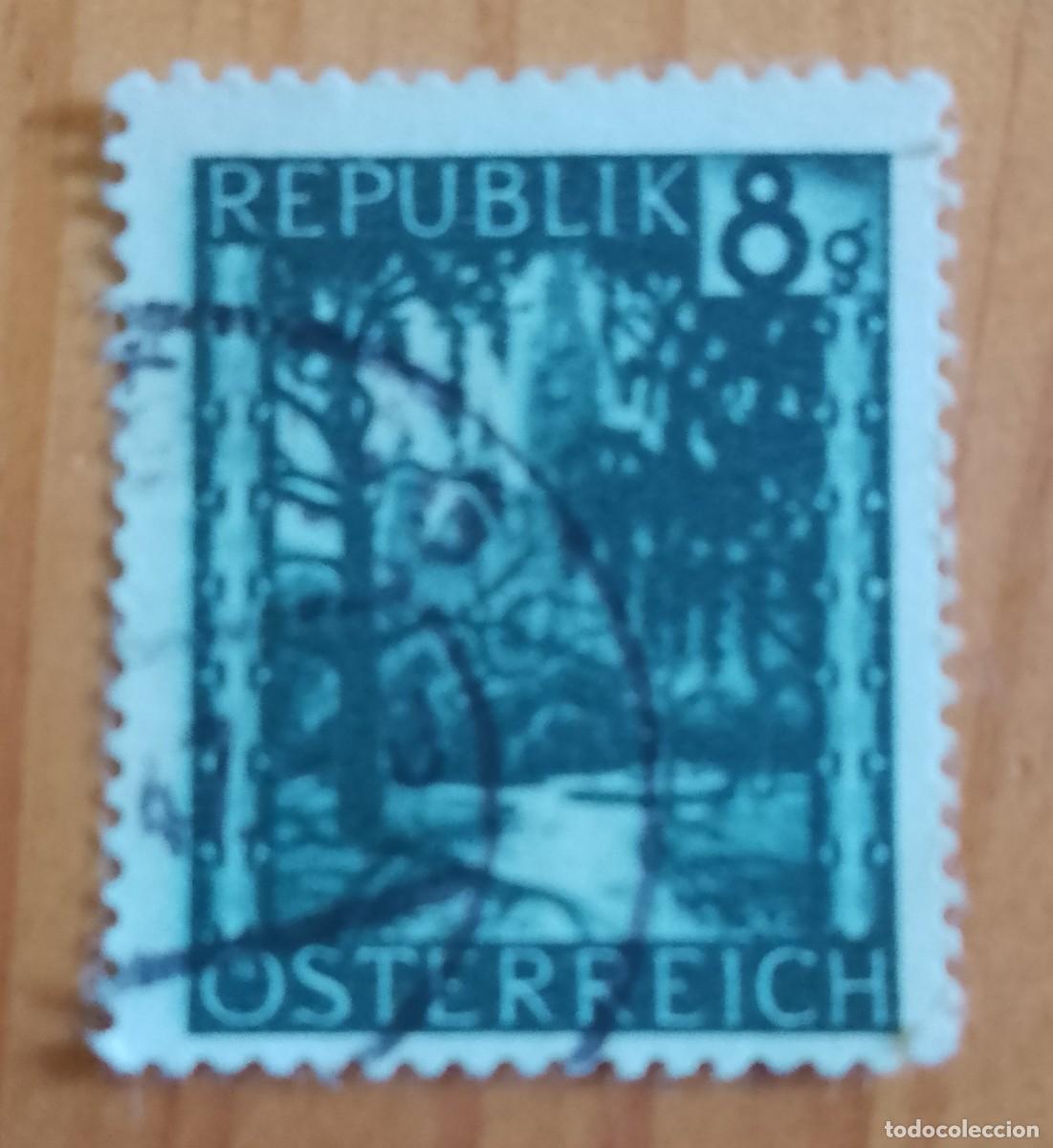 Sellos: AUSTRIA - V/F 8 G - PAISAJE CON IGLESIA AL FONDO.