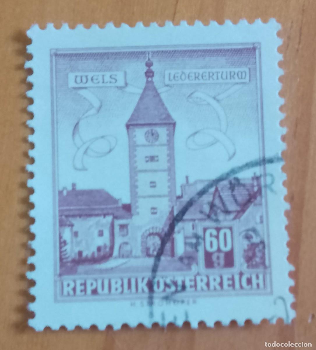 Sellos: AUSTRIA - V/F 60 G - A&Ntilde;O 1962 - TORRE LEDERER, WELS