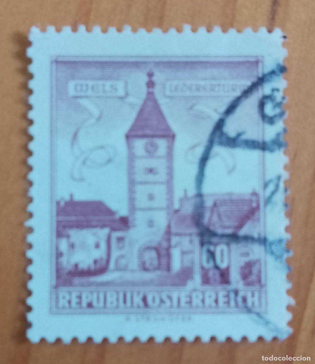 Sellos: AUSTRIA - V/F 60 G - A&Ntilde;O 1962 - TORRE LEDERER, WELS