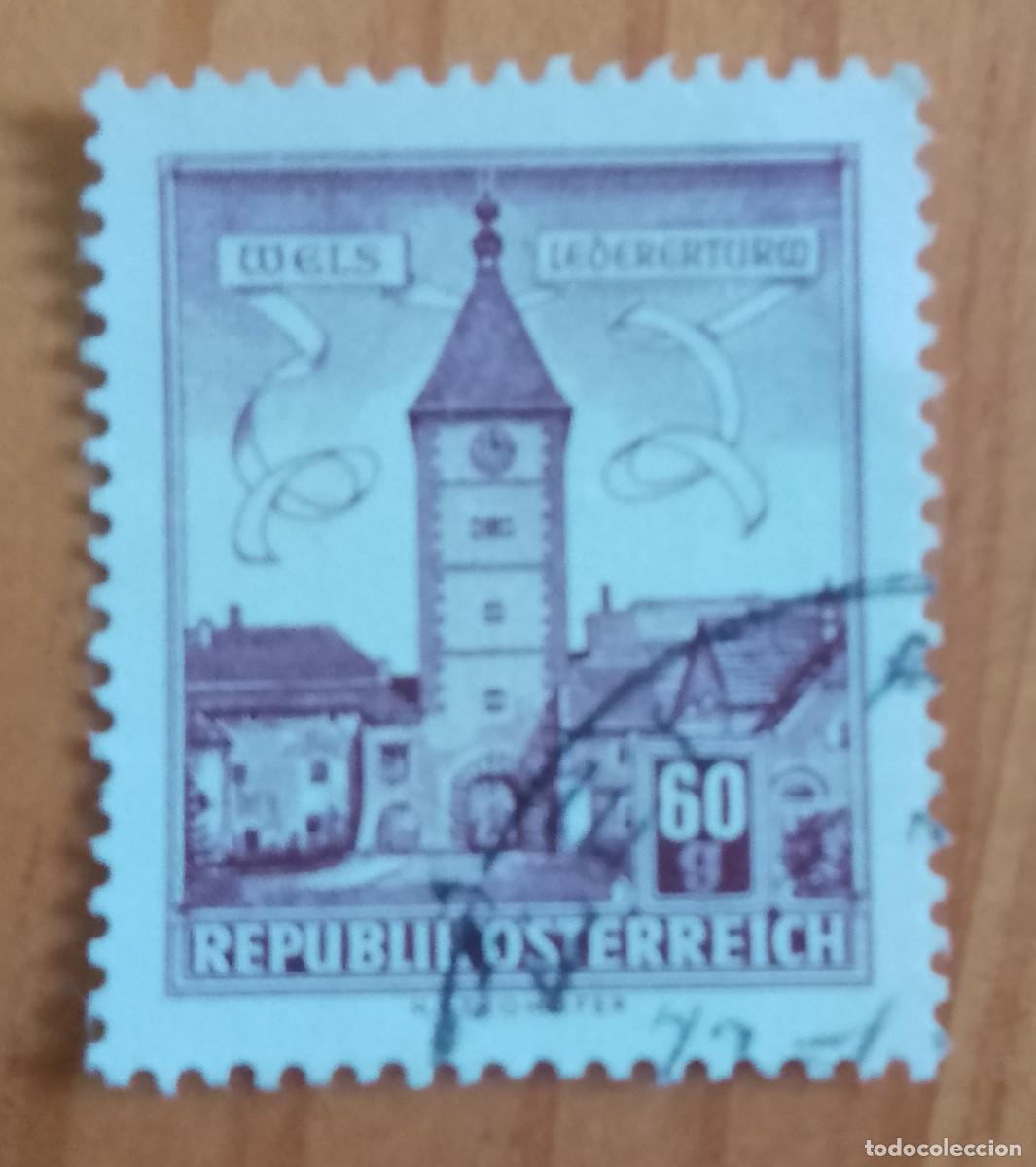Sellos: AUSTRIA - V/F 60 G - A&Ntilde;O 1962 - TORRE LEDERER, WELS