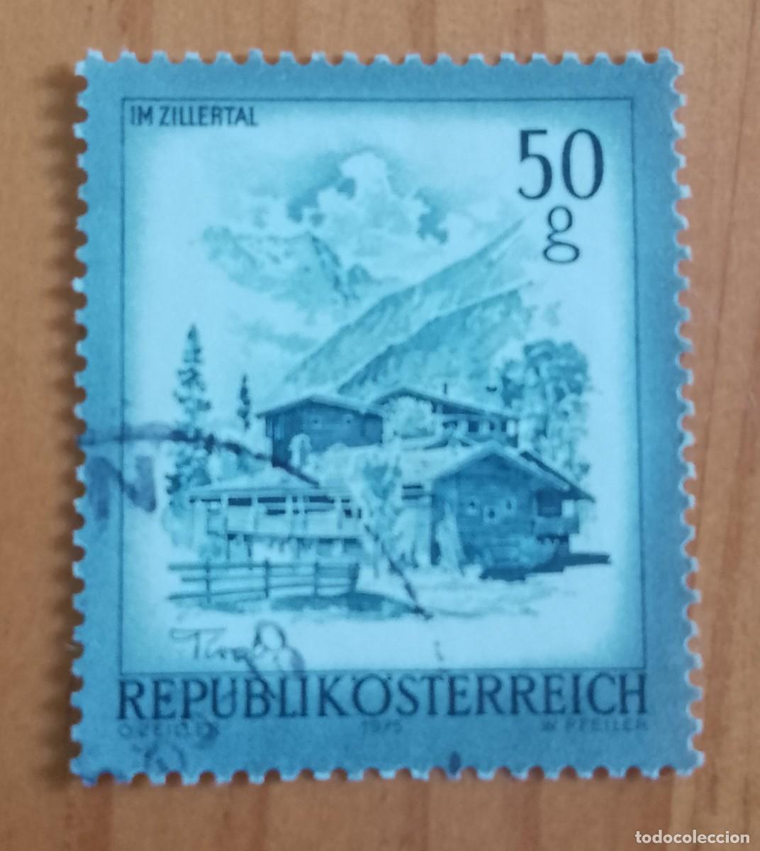 Sellos: AUSTRIA - V/F 50 G - A&Ntilde;O 1975 - ARQUITECTURA RURAL, MONDTA&Ntilde;A, IM ZILLERTAL,TIROL