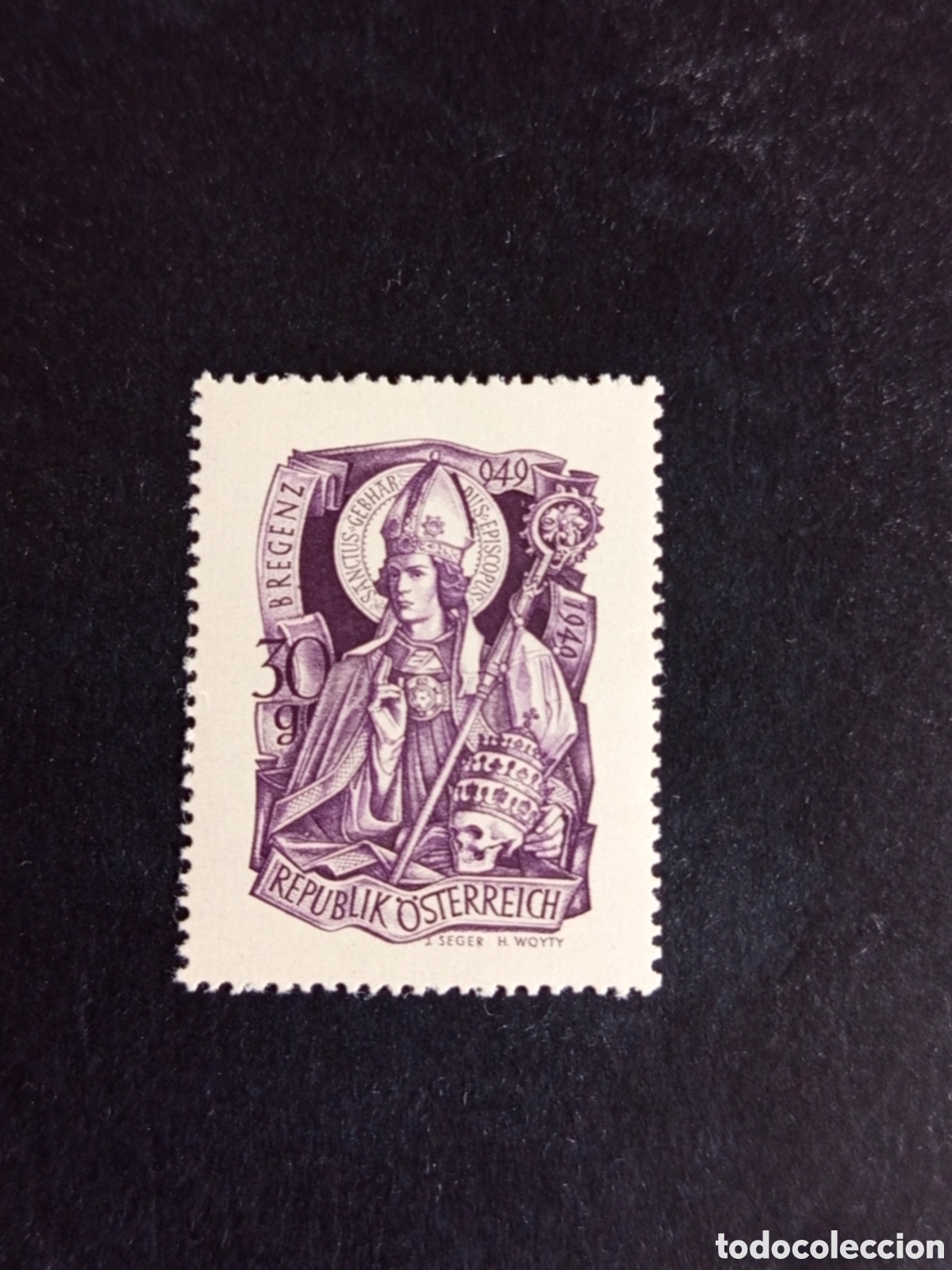 Sellos: AUSTRIA, 1949. San Gebhard. Yvert 771. Ver fotos. Pedido m&iacute;nimo 3 &euro;. Serie completa