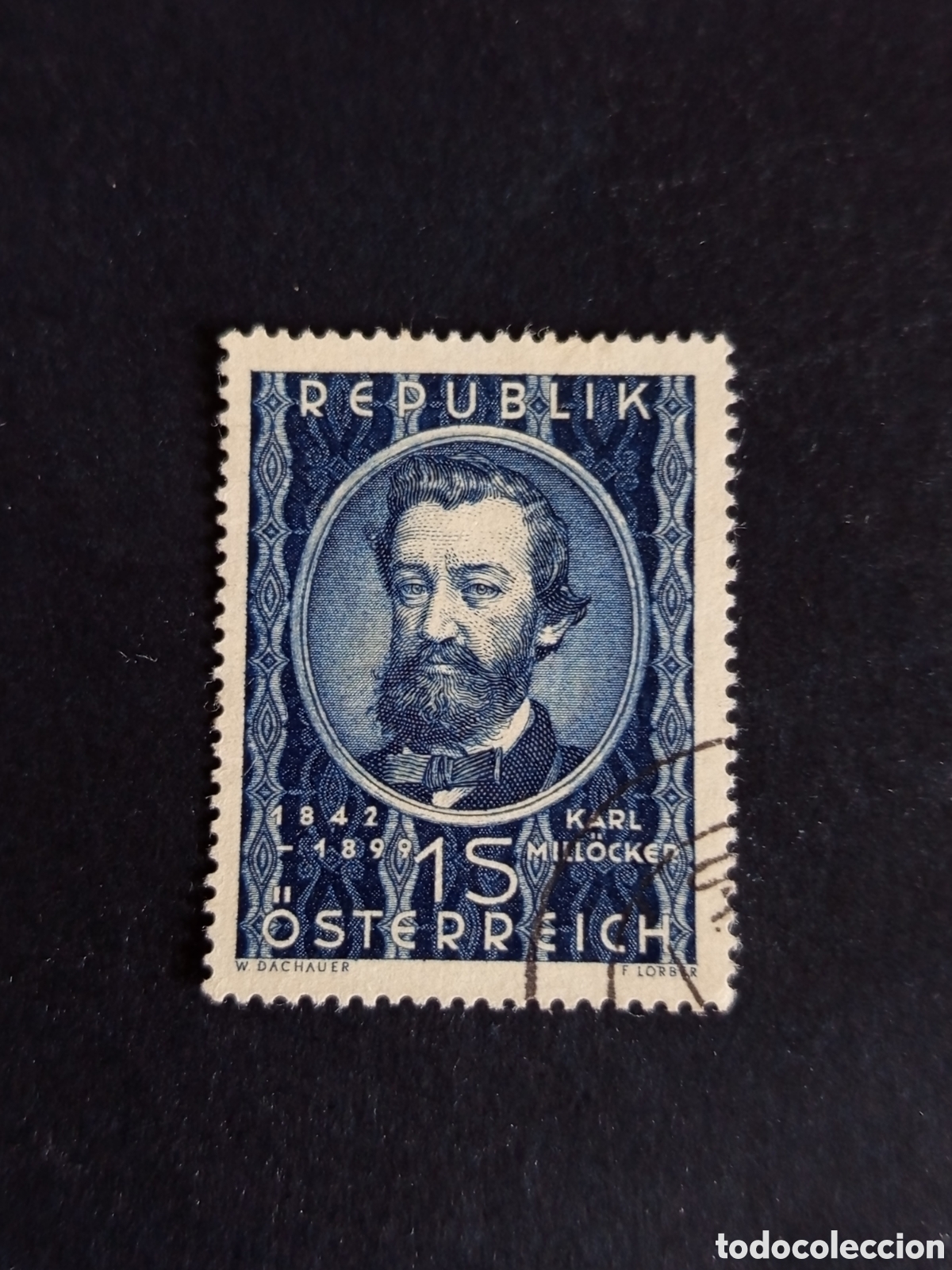 Sellos: AUSTRIA, 1949. Karl Mill&ouml;cker, compositor. Yvert 783. Ver fotos. Pedido m&iacute;nimo 3 &euro;. Serie completa