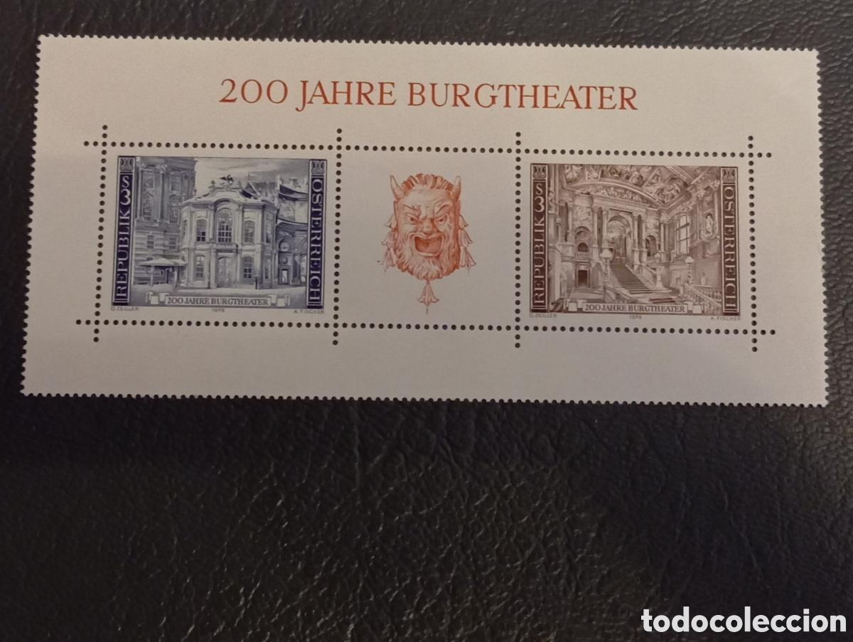 Sellos: Austria 1976 - Hoja Bloque 200 A&ntilde;os Burgtheater - Michel Bl. 3 - MNH&rdquo;