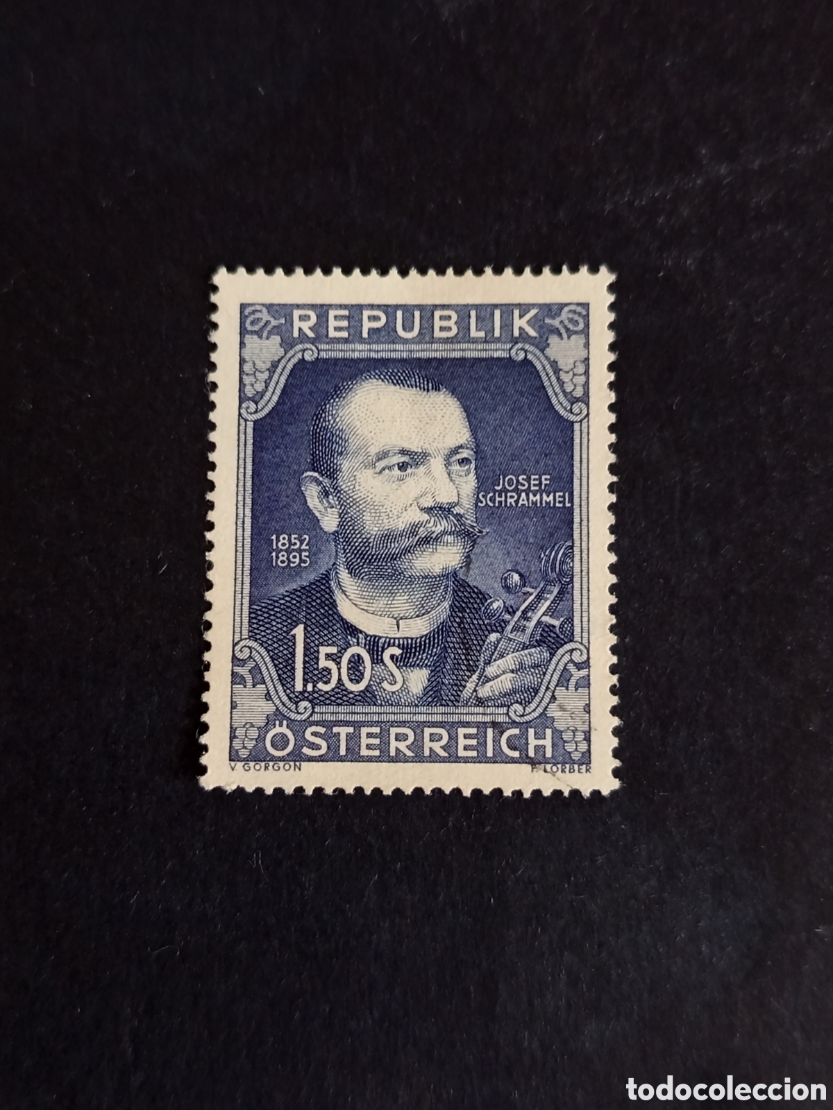 Sellos: AUSTRIA, 1952. Josef Schrammel, violinista. Yvert 811. Ver fotos. Pedido m&iacute;nimo 3 &euro;. Serie completa