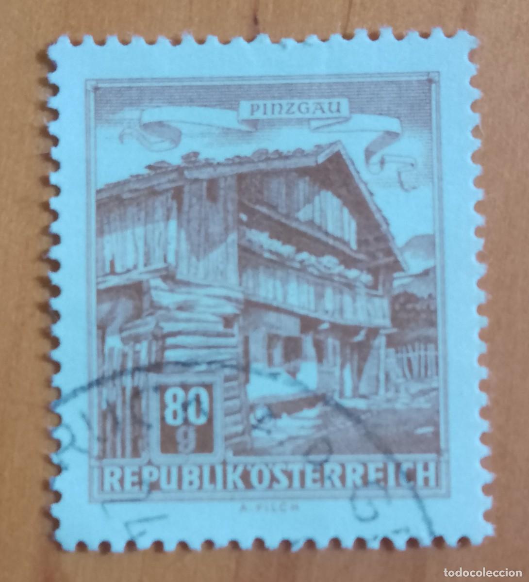 Sellos: AUSTRIA - V/F 80 G - A&Ntilde;O 1962 - ARQUITECTURA, GRANJA ANTIGUA CASA DE CAMPO, PINZGAU
