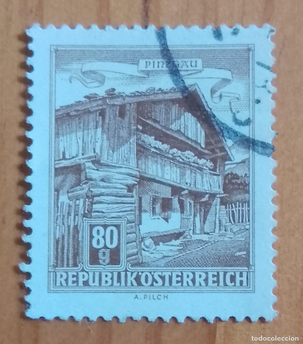 Sellos: AUSTRIA - V/F 80 G - A&Ntilde;O 1962 - ARQUITECTURA, GRANJA ANTIGUA CASA DE CAMPO, PINZGAU